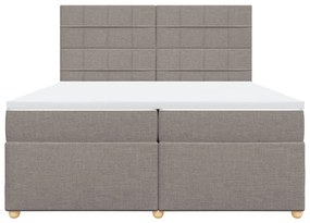 vidaXL Κρεβάτι Boxspring με Στρώμα Taupe 200x200 εκ. Υφασμάτινο