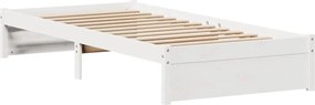 vidaXL Σκελετός Κρεβ. Χωρίς Στρώμα Λευκό 75x190 εκ Μασίφ Πεύκο