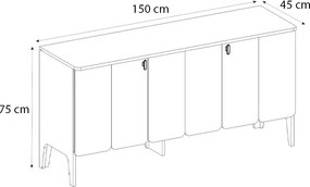 Μπουφές Pedro Megapap χρώμα ανθρακί - rota oak 150x45x75εκ.