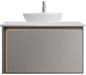Έπιπλο Μπάνιου Πάγκος Με Νιπτήρα Greys Top 80 S3BGRET080LGR 80x50cm Light Grey-White Ξύλο,Πορσελάνη