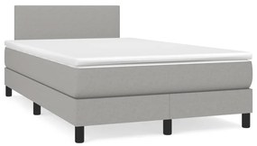 vidaXL Κρεβάτι Boxspring με Στρώμα & LED Αν.Γκρι 120x190εκ. Υφασμάτινο