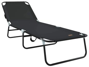 vidaXL Πτυσσόμενη ξαπλώστρα 2 pcs Μαύρο 56 x 189 x 87 εκ. ύφασμα