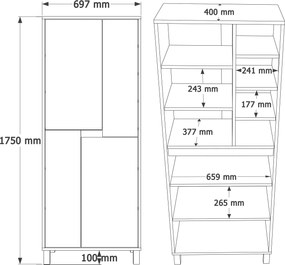 Ντουλάπι Λευκό / Δρυς / Γκρι GUTOL 69.7x40x175