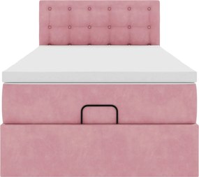 vidaXL Οθωμανικό κρεβάτι με στρώμα ροζ 90x200cm Velvet