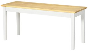 Πάγκος ξύλινος πάγκος 2θέσιος, μασίφ ξύλο, βερνικωμένο, Φυσικό+ Λευκό