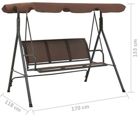 vidaXL Παγκάκι Κούνια Κήπου Χρώμα Coffee με Σκίαστρο