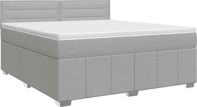 vidaXL Κρεβάτι box spring με στρώμα Ανοιχτό γκρι 160 x 200 cm Ύφασμα