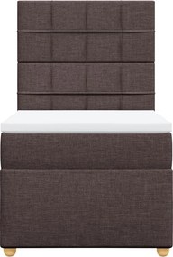 vidaXL Κρεβάτι Boxspring με Στρώμα Σκούρο Καφέ 100x200 εκ. Υφασμάτινο
