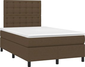 vidaXL Κρεβάτι Boxspring με Στρώμα Σκούρο Καφέ 120x190 εκ Υφασμάτινο