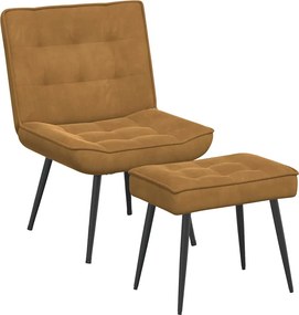 vidaXL Πολυθρόνα Relax Καφέ Βελούδινη με Σκαμπό