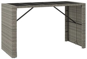 Τραπέζι Μπαρ με Γυάλ. Επιφάνεια Γκρι 185x80x110 εκ. Συνθ. Ρατάν - Γκρι