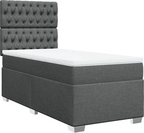 vidaXL Κρεβάτι Boxspring με Στρώμα Σκούρο Γκρι 90x190 εκ. Υφασμάτινο