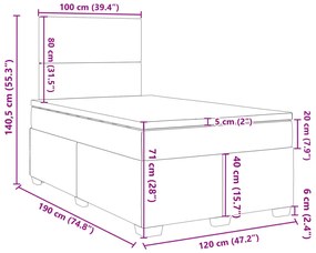 Κρεβάτι Boxspring με Στρώμα Ροζ 120x190 εκ. Βελούδινο - Ροζ