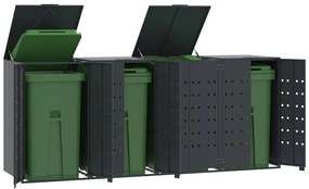 vidaXL Πλαίσιο Κάδων Απορριμμάτων 4 Κάδοι Ανθρακί 276x79x117 εκ Ατσάλι