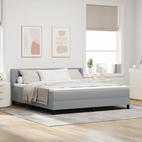 vidaXL Κρεβάτι Box Spring με Στρώμα - Ανοιχτό Γκρι, 180 x 200 εκ., Ύφασμα