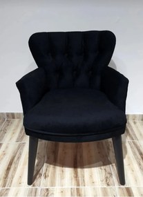 Stewehome Πολυθρόνα μονή με πόδια από ξύλο Μαύρο 60x48x48 cm