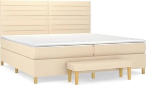 vidaXL Κρεβάτι Boxspring με Στρώμα Κρεμ 200x200 εκ. Υφασμάτινο