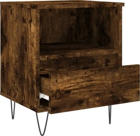 vidaXL Κομοδίνα 2 τεμ. Καπνιστή Δρυς 40 x 35 x 50 εκ. Επεξεργ. Ξύλο