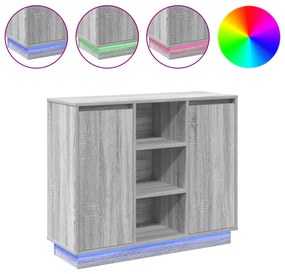 vidaXL Σνέιμπορντ με LED Γκρι Σονόμα 90x32x75 εκ. Επεξεργασμένο ξύλο