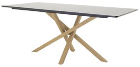 Τραπέζι Dallas 193, Δρυς, Μαύρο, 75x90x180cm, Ινοσανίδες μέσης πυκνότητας, Μέταλλο | Epipla1.gr