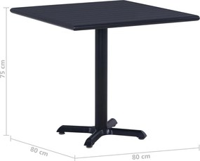 vidaXL Τραπέζι Κήπου Μαύρο 80 x 80 x 75 εκ.