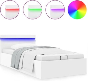 vidaXL Πλαίσιο Κρεβατιού Αποθ. Χώρο/LED Μαύρο 90x200 εκ. Δερματίνη
