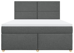 vidaXL Κρεβάτι Boxspring με Στρώμα Σκούρο Γκρι 180x200 εκ Υφασμάτιν