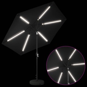 vidaXL Ομπρέλα Κήπου με LED Φώτα και Βάση 270 x 270 εκ Πολυεστέρας