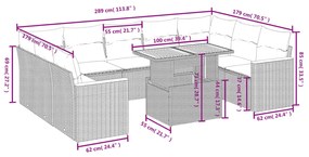 vidaXL Σαλόνι Κήπου Σετ 11 Τεμαχίων Μαύρο Συνθετικό Ρατάν με Μαξιλάρια