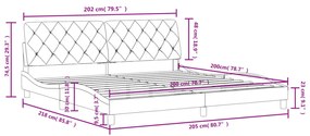 Σκελετός Κρεβατιού Χωρίς Στρώμα Σκ. Γκρι 200x200 εκ. Βελούδινο - Γκρι