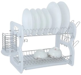 Πιατοθήκη αποστράγγισης διώροφη - WL-232 - 40cm Λευκό