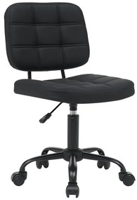 Καρέκλα γραφείου Sedia pakoworld pu σε μαύρη απόχρωση 50x50x75-85εκ