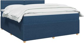 vidaXL Κρεβάτι box spring με στρώμα Μπλε 140 x 190 cm Ύφασμα