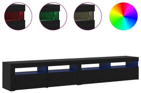vidaXL Κάθισμα TV 2 τεμάχια με Φώτα LED Μαύρο Επεξεργασμένο Ξύλο