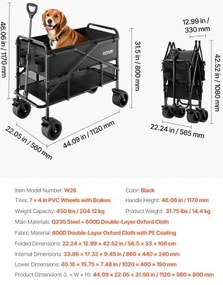 VEVOR Double Decker Wagon Collapsible 300L &amp; 450 lbs Heavy Duty Folding Cart