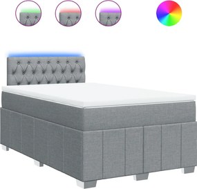 vidaXL Κρεβάτι Boxspring με Στρώμα Ανοιχτό Γκρι 120x190 εκ. Υφασμάτινο