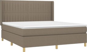 vidaXL Κρεβάτι Boxspring με Στρώμα &amp; LED Taupe 160x200 εκ. Υφασμάτινο