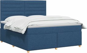 vidaXL Κρεβάτι box spring με στρώμα Μπλε 180 x 200 cm Ύφασμα