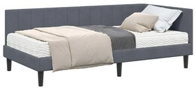 vidaXL Κρεβάτι Γωνίας με στρώμα Σκούρο γκρι 90 x 190 cm Βελούδο