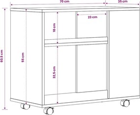 vidaXL Τραπέζι Βοηθητικό Sonoma Δρυς 70x35x60,5 εκ. Επεξεργασμένο Ξύλο