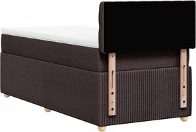 vidaXL Κρεβάτι Boxspring με Στρώμα Σκούρο Καφέ 100x200 εκ. Υφασμάτινο