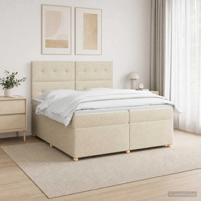 vidaXL Κρεβάτι box spring με στρώμα Κρεμ 200 x 200 cm Ύφασμα