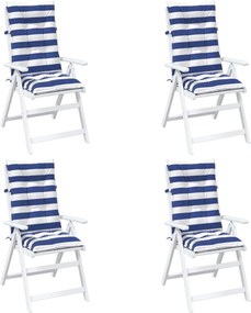 vidaXL Μαξιλάρι Εξωτερικού Χώρου 4 pcs Ύφασμα Μπλε και άσπρο