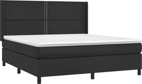 vidaXL Κρεβάτι Boxspring με Στρώμα &amp; LED Μαύρο 180x200 εκ. Συνθ. Δέρμα