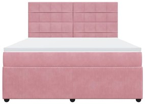 vidaXL Κρεβάτι Boxspring με Στρώμα Ροζ 180x200 εκ. Βελούδινο