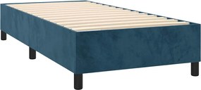 vidaXL Κρεβάτι Boxspring με Στρώμα Σκούρο Μπλε 100x200 εκ. Βελούδινο