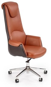 Καρέκλα γραφείου Houston 671, Ανοιχτό καφέ, Σκούρο καφέ, 120x73x73cm, 26 kg, Με μπράτσα, Με ρόδες, Μηχανισμός καρέκλας: Μηχανισμός multiblock