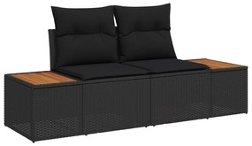 vidaXL 10 Τμήματα Σετ Καναπέ Κήπου με Μαξιλάρια Μαύρο Πολυ Ρατάν