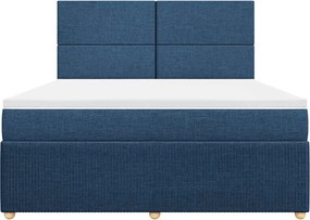 vidaXL Κρεβάτι Boxspring με Στρώμα Μπλε 180x200 εκ. Υφασμάτινο