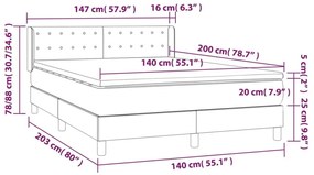 Κρεβάτι Boxspring με Στρώμα Taupe 140x200 εκ. Υφασμάτινο - Μπεζ-Γκρι